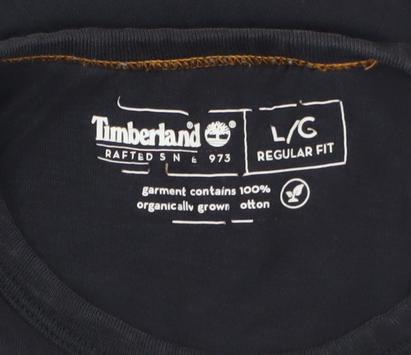 Timberland Men's Black Regular Fit Logo Cotton T-Shirt Size L