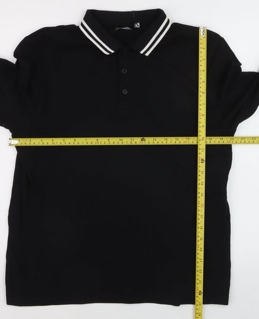 ASOS DESIGN Men's Black Long Sleeve Polo Shirt Size L 42in Chest
