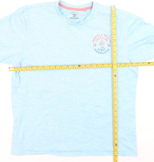 Next Supply Men's Blue Cotton Crew Neck Hawaii Graphic T-Shirt Size L