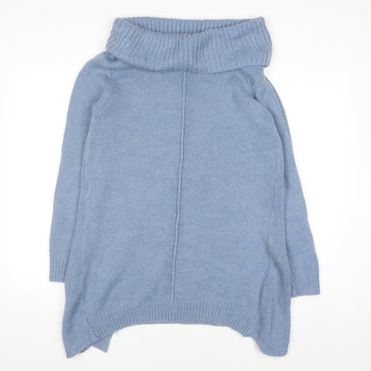 Very Women's Blue Cowl Neck Relaxed Fit Knit Jumper Size 10