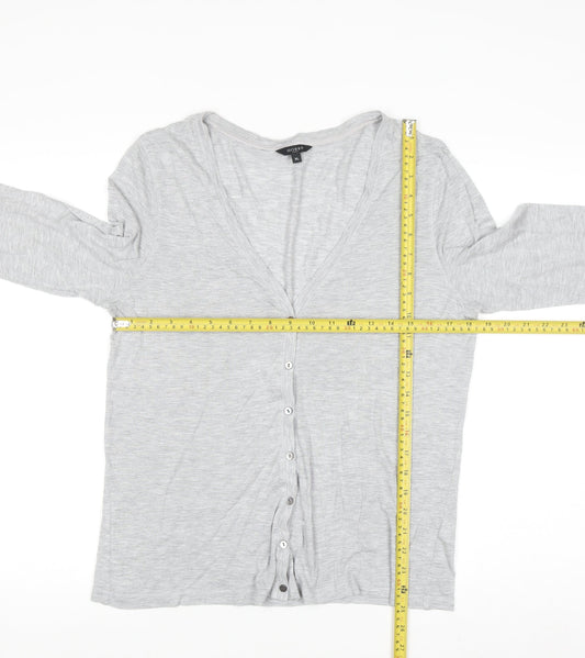 Hobbs Women's Grey V-Neck Button Cardigan XL Modal Blend