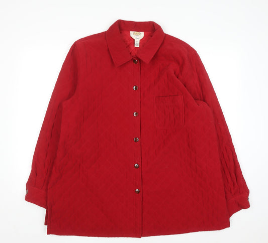 Talbots Women Red Quilted Mid-Length Jacket XL
