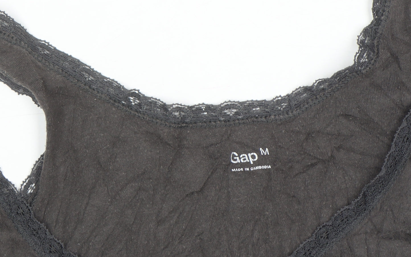 Gap Women’s Black Lace Trim Cotton Camisole Tank Top M