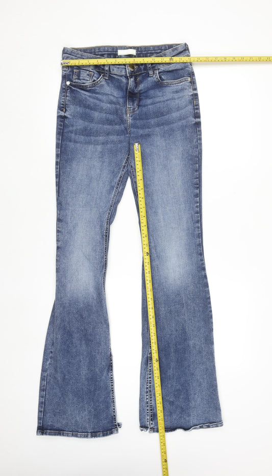 River Island Women’s Blue Flared Jeans Size 10L Stretch Denim
