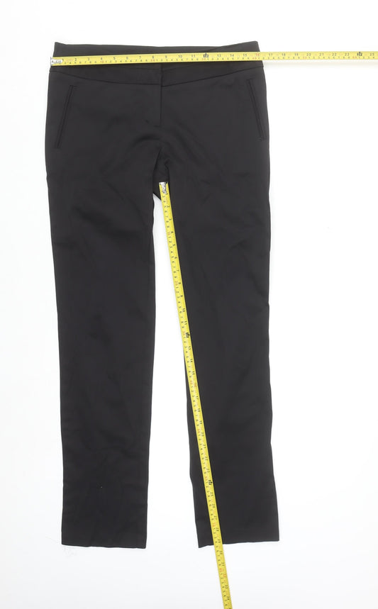 Oasis Women's Black Size 12 Slim Trousers Cotton Blend Workwear
