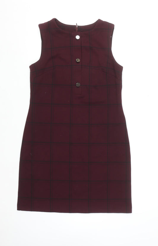 Additional front view of Dunnes Women Brown Check Sleeveless Pinafore Dress, size 10