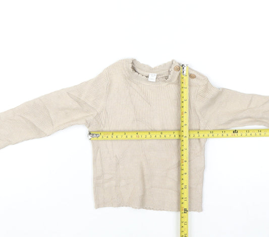Marks and Spencer Beige Knit Long Sleeve Baby Jumper 12-18 Months