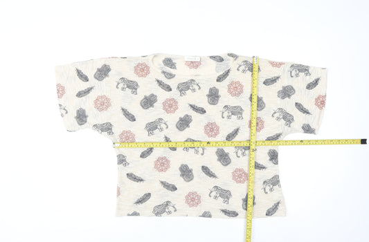 Ginger G Women’s Beige Bohemian Elephant Print Knit Jumper Size M