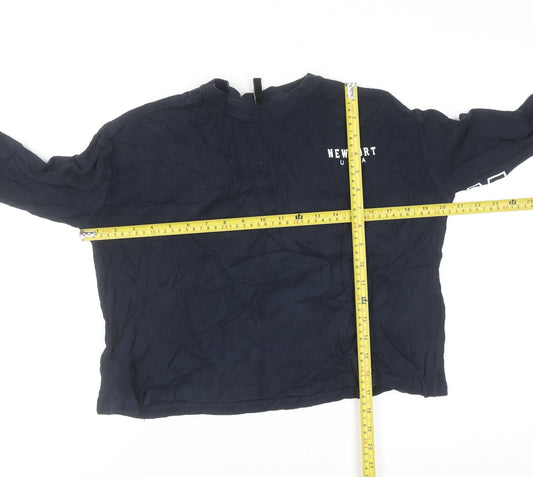 H&M Divided Women's Blue Waffle Knit Long Sleeve Pullover Jumper Size S
