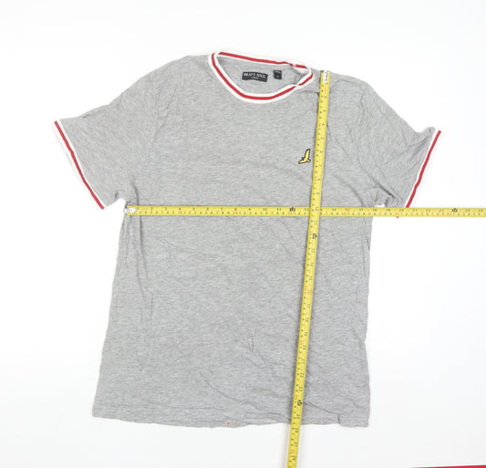 Brave Soul Men's Grey Crew Neck Cotton T-Shirt Size L