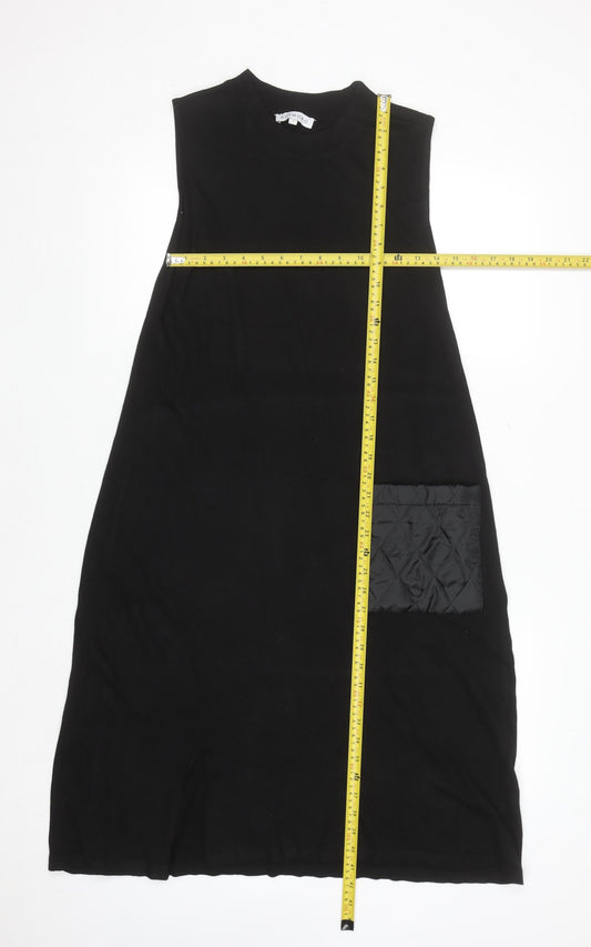NO2MORO Women Black Midi Sleeveless Shift Dress S