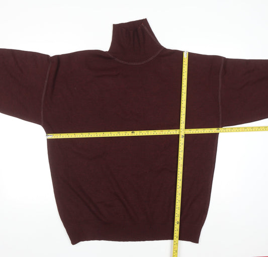 Cruising Club Men's Brown Roll Neck Wool Blend Jumper L
