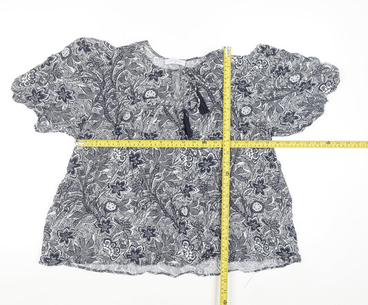 Papaya Women’s Blue Floral Peasant Blouse Size 18 Viscose