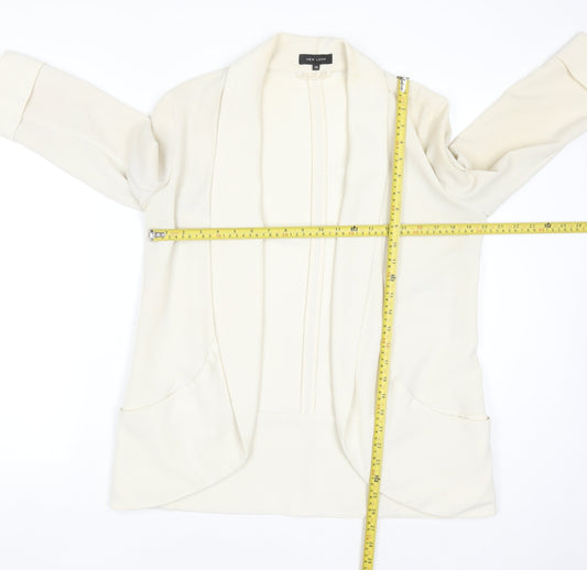New Look Women Ivory Long Blazer Size 10 Open Front Lightweight Jacket