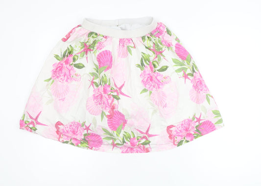 Additional front view of Guess Teens White Floral A-Line Knee Length Skirt, size 8