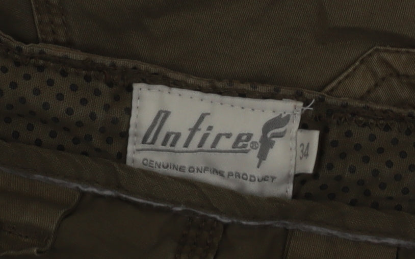 Onfire Mens Brown Cargo Shorts Size L 34 in Cotton Casual Outdoor