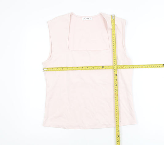 Gallery Women's Light Pink Sleeveless Cotton Blend Basic Tank Top L