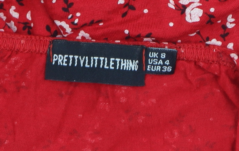 PrettyLittleThing Women’s Red Floral Camisole Top Size 8