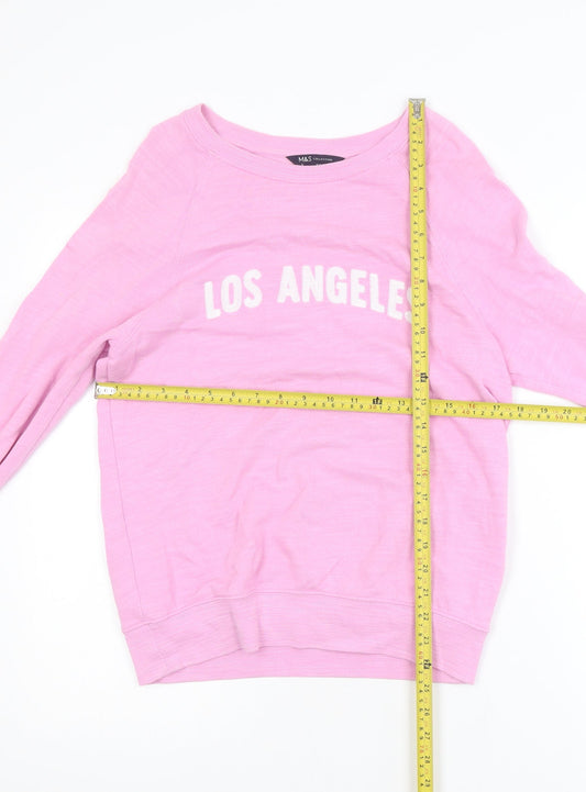 Marks and Spencer Women Pink Los Angeles Cotton Pullover Sweatshirt Size 6