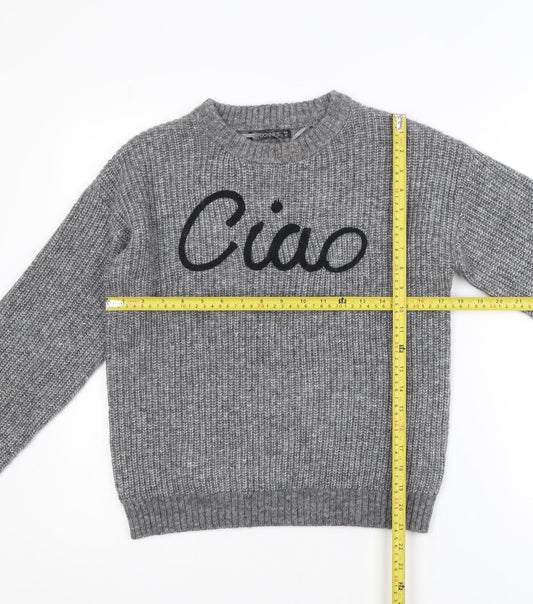 Dunnes Women's Grey 'Ciao' Chunky Knit Pullover Jumper XS