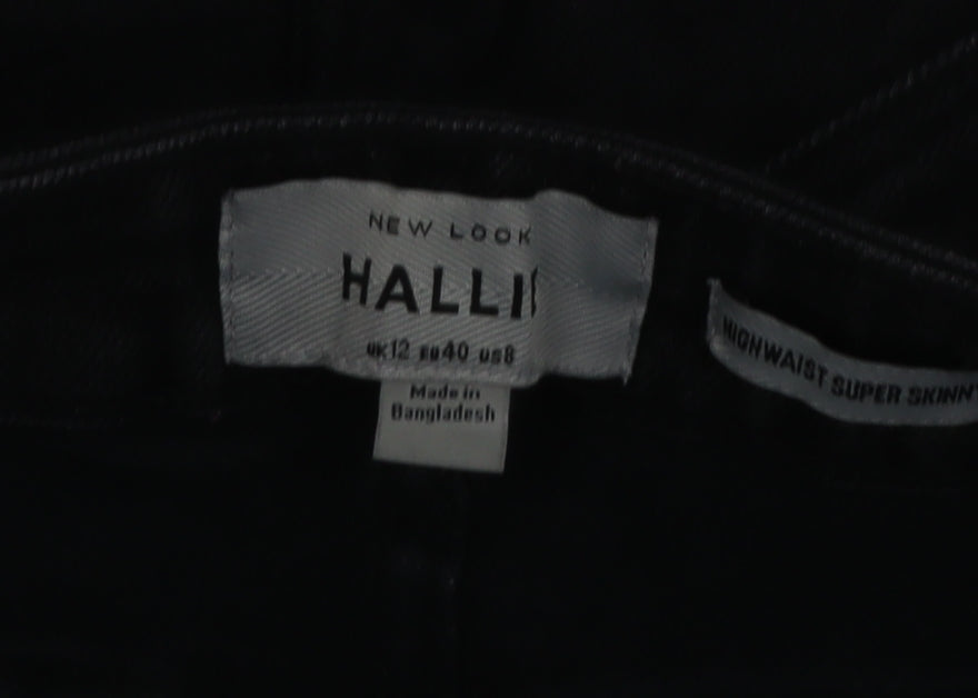 New Look Halli Women’s Black High Waist Skinny Jeans Size 12 Distressed Denim