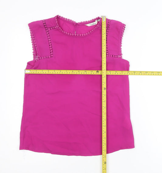 Darling London Women's Pink Lace Trim Sleeveless Blouse Size 8