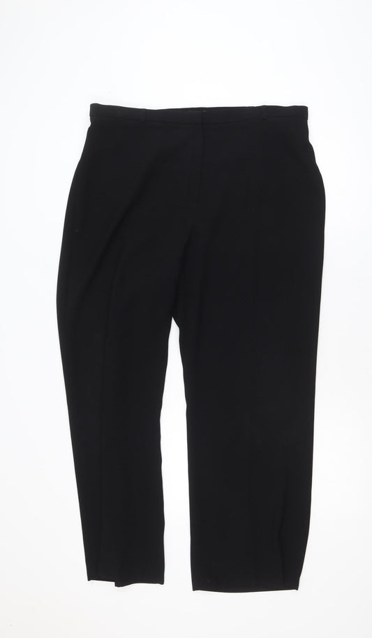 Dunnes Stores Womens Black Polyester Straight Leg Trousers Size 20