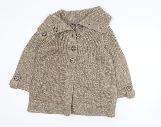 Dunnes Women Beige Acrylic Knit Coatigan Size 14-16 Buttoned