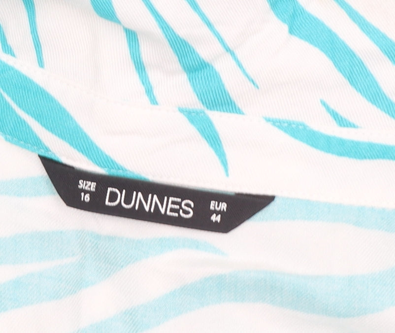 Dunnes Women Blue Animal Print Sleeveless Shirt Dress Size 16