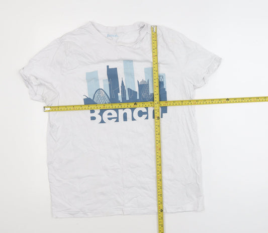 Bench Men’s White Graphic City Print Cotton T-Shirt Size L