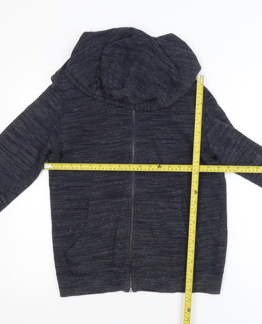 Zara Men Blue M Hooded Cotton Full Zip Casual Jacket