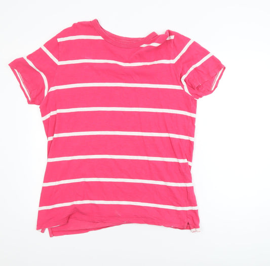 GAP Women's Pink White Striped Cotton Basic T-Shirt Size L