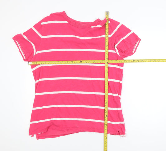 GAP Women's Pink White Striped Cotton Basic T-Shirt Size L