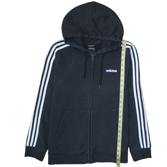 Adidas Women’s Black XL Full Zip Hoodie Sweatshirt with Stripes