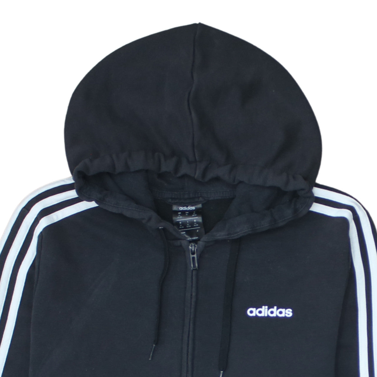 Adidas Women’s Black XL Full Zip Hoodie Sweatshirt with Stripes