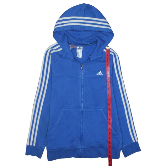 Adidas Boys Blue Full Zip Hoodie 13-14 Years Classic Sportswear