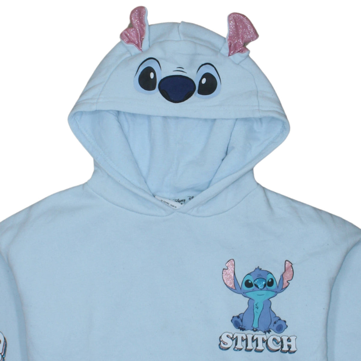 Additional view of Disney girls’ blue stitch hoodie 12-13 years pullover hoodie with glitter ears