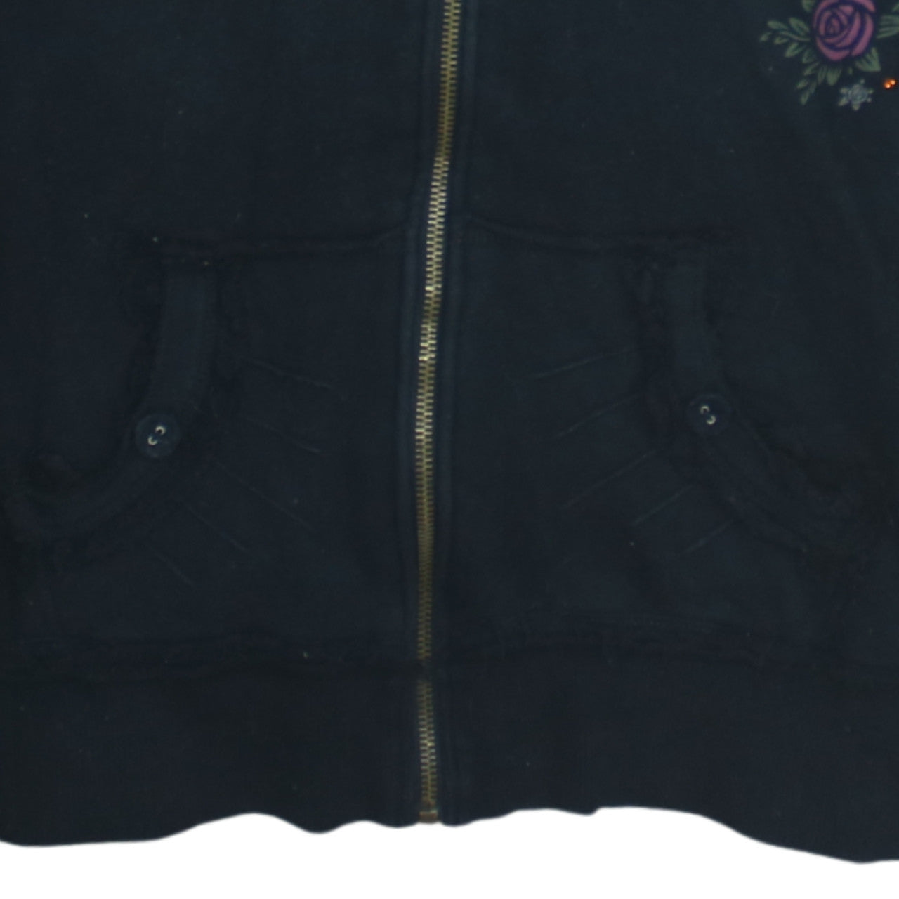 Hard Rock Cafe Women's Black XL Full Zip Hoodie Embroidered Skull Design