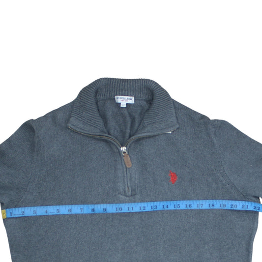 U.S. Polo Assn. Men's Grey Half Zip Cotton Jumper Size L