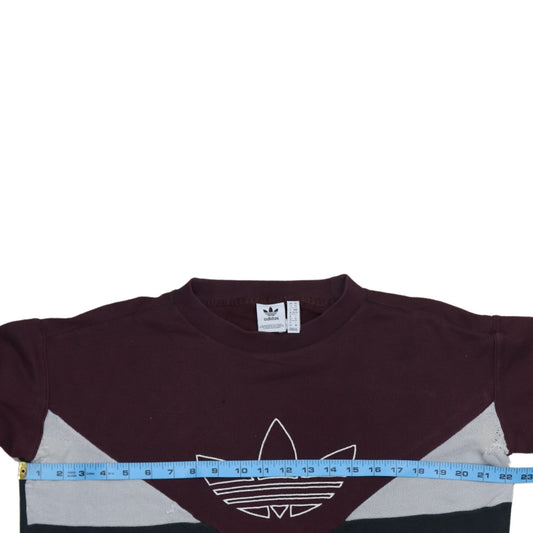 Adidas Womens Burgundy Black Crew Neck Pullover Sweatshirt XS