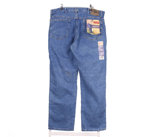Wrangler Men's Blue Regular Fit Stretch Straight Denim Jeans 36x29