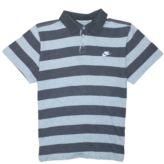 Additional front view of Nike Teens Grey Striped Polo Shirt XL 13/15 Regular Fit Collared