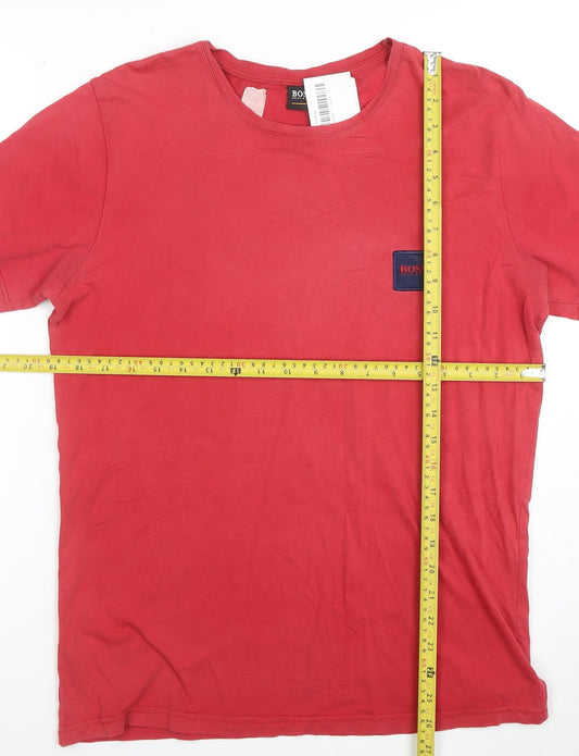 Hugo Boss Men’s Red Cotton Jersey Crew Neck Short Sleeve T-Shirt L