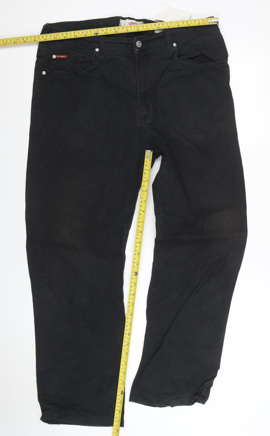 Lee Cooper Men's Black Straight Fit Denim Jeans Size L 36x32