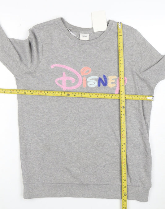 Disney TU Women Grey Cotton Blend Pullover Sweatshirt Size 10