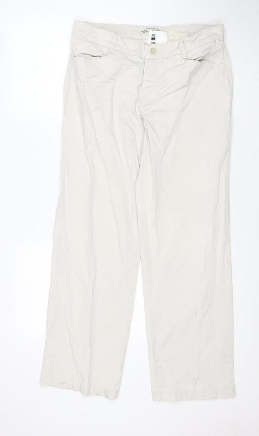 Lee Women's Beige Relaxed Straight Leg Cotton Twill Trousers Size 12 Short