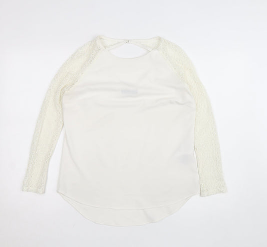 VILA Women's Ivory Lace Long Sleeve Blouse Size M