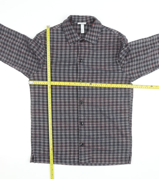H&M Men's Grey Check Regular Fit Long Sleeve Button-Up Shirt Size S