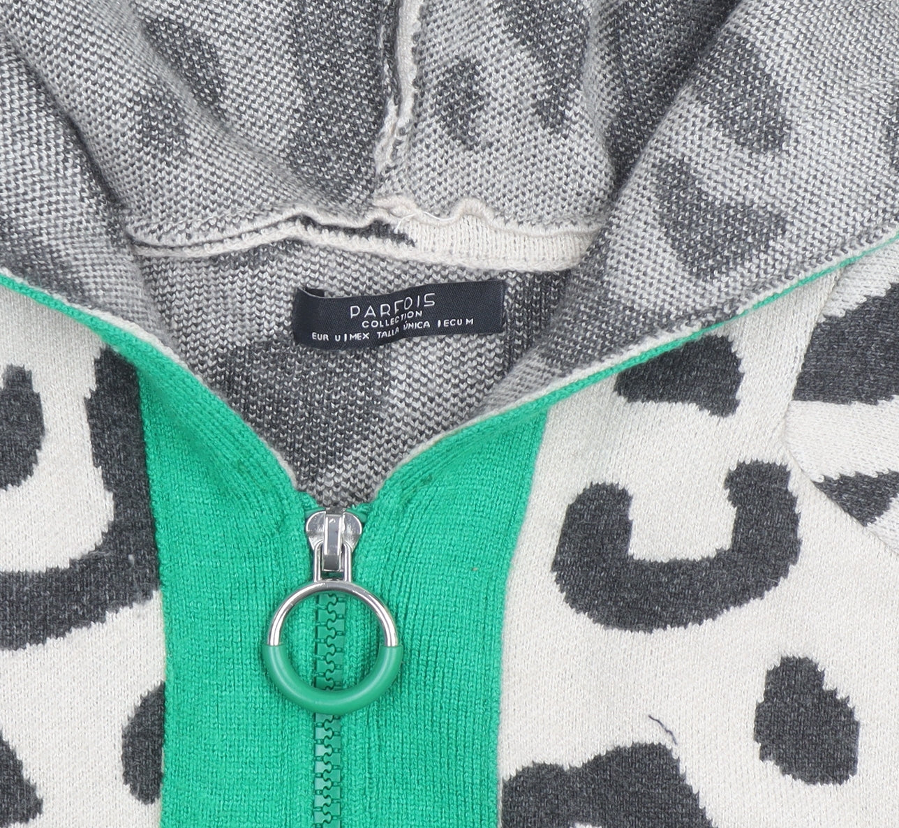 Parfois Women Beige Animal Print Full Zip Hoodie Size M