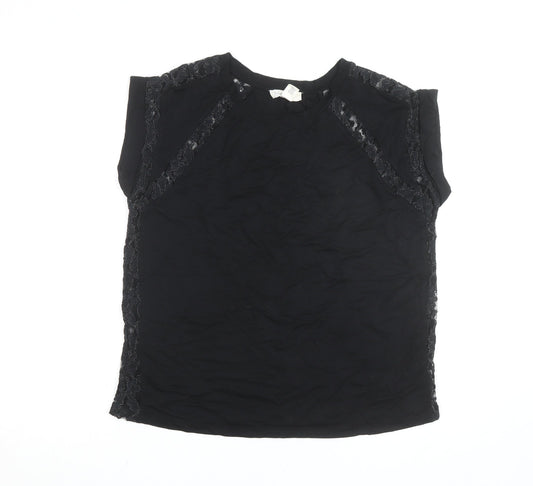 Forever 21 Womens Black Lace Trim Sleeveless Blouse Size L